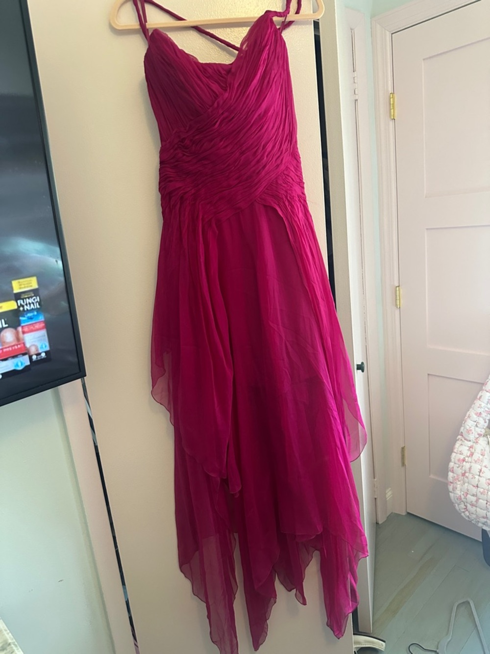 Giorgio Armani Fuchsia Pink Pleated Maxi Dress
